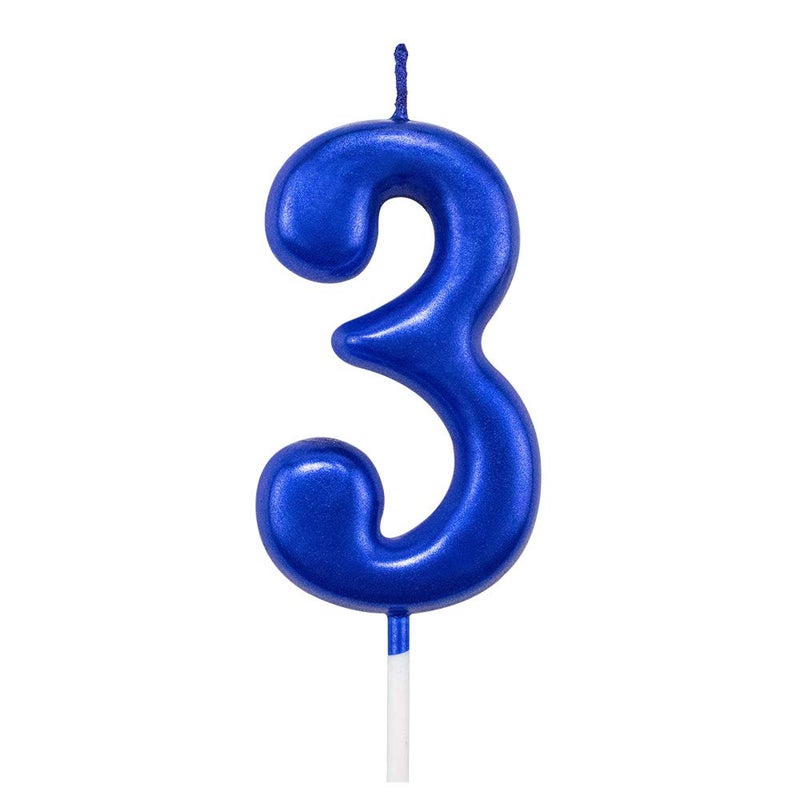 XNOVA Blue Birthday Candles 3 Candle 3rd Three Years Cake Bady Roman Numberal Cool Number Candle No 30 31 32 33 34 35 36 37 38 39 - Image 1
